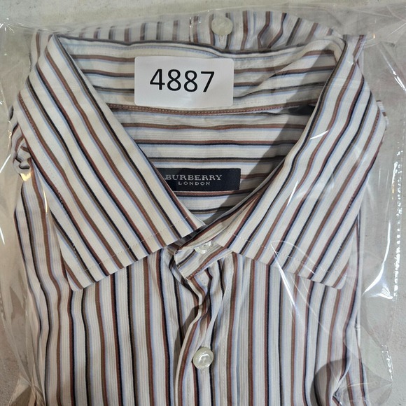 Men's Burberry London Button Up Shirt Casual Size‎ 44 Long Sleeve Stripe - Picture 11 of 11